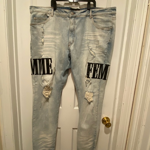 🙋‍♀️💁‍♀️Home Femme Blue Skinny Jeans with Distressed Detailing - Picture 2 of 10